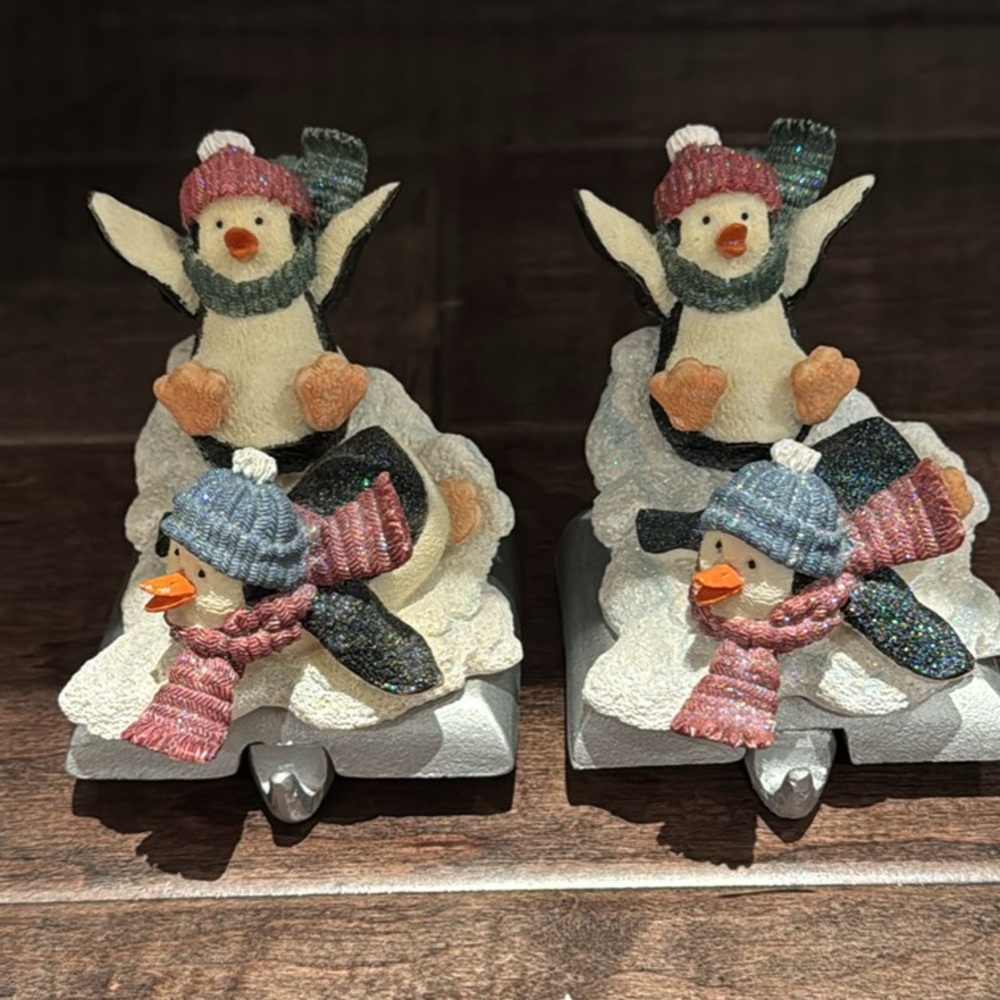 Vintage Avon Gift Collection - Set of two frolicking penguin stocking holders.